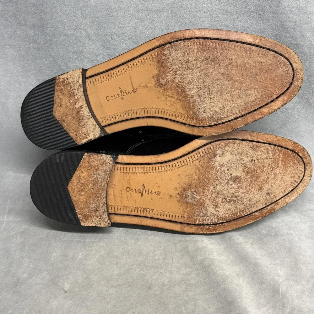 Cole Haan Dress Shoes Mens Size 10.5 Black Cap Toe Leather‎ Oxford Formal